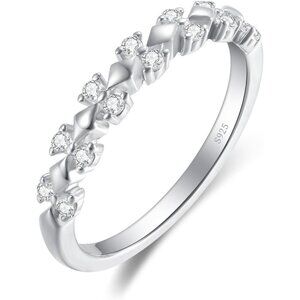 Women's D-0.28Carat Band Eternity Ring Sterling Silver 18K White Gold Plated